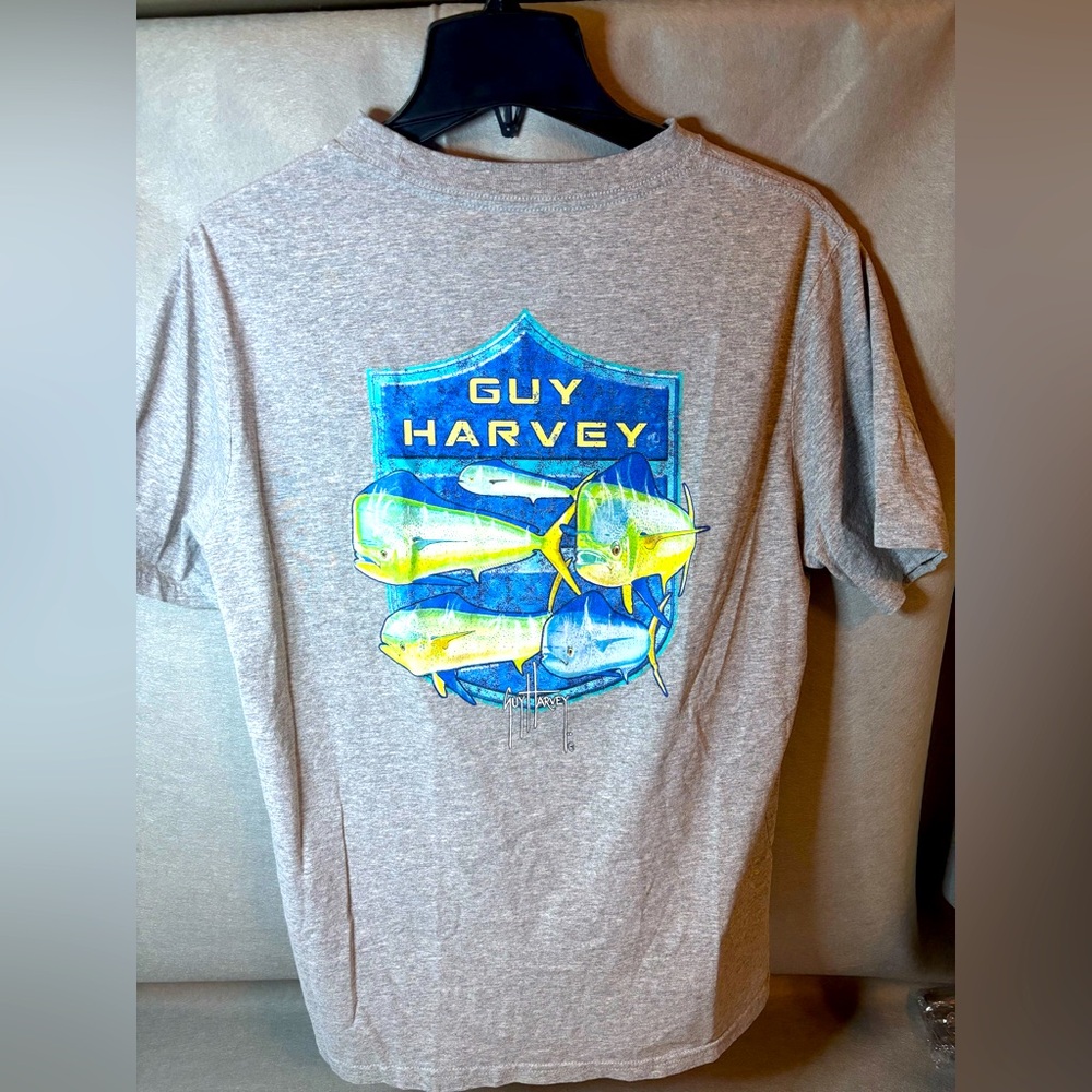 Guy Harvey Mahi Mahi Tuna Fishing‎ Gray Logo T Shirt Men's Medium